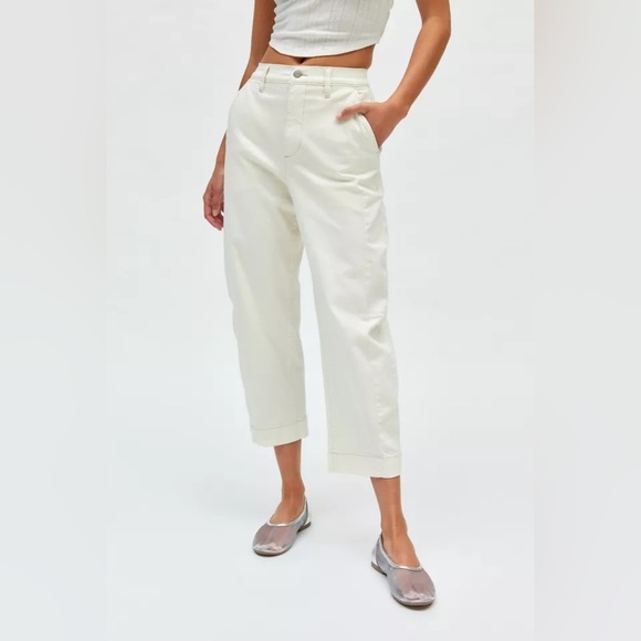 Pistola Eil Barrel Leg Pants Cream Sz 27 Wide Leg UO - Picture 1 of 10